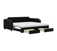 Qnhdfrt Daybed with Trundle, 2 Foam Mattresses & Drawers, Black 80x200cm