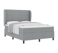 Qnhdfrt Double Bed Set with Mattress & Wingback Headboard, Light Grey | Features a 140x190 cm fabric frame, soft topper, and height-adjustable headboard for customized bedroom comfort.