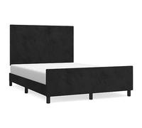 Qnhdfrt Double Black Velvet Bed Frame with Adjustable Headboard | Features a wooden slat support system for 140x190 cm mattresses, supporting two adults without a box spring.