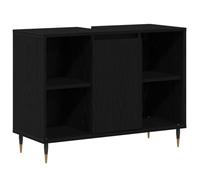 Qnhdfrt Engineered Wood Bathroom Wall Cabinet with Mirror, Black