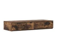 Qnhdfrt Engineered Wood Bed Step Stool with 2 Drawers, Smoked Oak