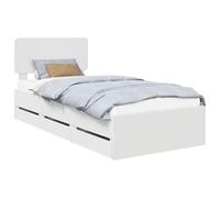 Qnhdfrt Engineered Wood Twin Bed Frame with Drawer, White