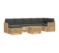 Qnhdfrt Ensemble Canapé de Jardin 8 Pièces Blanc et Anthracite, Salon de Jardin Modulaire en Bois d'Acacia Massif avec Table, Canapés d'angle, Fauteuils du Milieu et Pouf pour Terrasse et Balcon