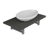 Qnhdfrt Ensemble de 2 meubles de salle de bain gris complet avec lavabo ovale 60 x 40 cm en bois durable étagère design moderne pour petites salles de bains invités WC invités