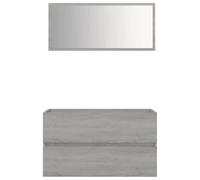 Qnhdfrt Ensemble de 2 meubles de salle de bain, gris, en bois Sonoma, 80 cm, avec miroir acrylique, montage mural, peu encombrant, pour petites salles de bains et toilettes d'invités