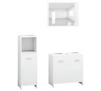 Qnhdfrt Ensemble de 3 meubles de salle de bain en bois blanc 60 x 33 cm, meuble sous-vasque avec miroir 60 x 45 cm, pour petites salles de bains et WC d'invités