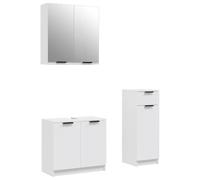Qnhdfrt Ensemble de 3 meubles de salle de bain en bois blanc avec espace de rangement - Design moderne pour petites salles de bain - 64,5 x 33,5 x 59 cm - Kit complet de salle de bain avec lavabo et