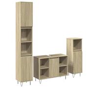 Qnhdfrt Ensemble de 3 meubles de salle de bain en bois de chêne Sonoma 80 cm, meuble sous-vasque de 190 cm et 100 cm, pieds en fer robustes, design moderne pour petites salles de bains et toilettes