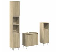 Qnhdfrt Ensemble de 3 meubles de salle de bain en chêne Sonoma 58 x 33 x 60 cm et 30 x 30 x 190/100 cm Étagère sur pied avec pieds en fer Peu encombrant pour petites salles de bain