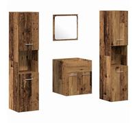 Qnhdfrt Ensemble de 4 meubles de salle de bain - Montage mural - En bois recyclé - 41 x 38,5 x 46 cm - Petit ensemble de meubles de salle de bain avec armoire de lavabo, armoire de salle de bain
