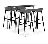 Qnhdfrt Ensemble de bar 5 pièces avec table de bar 120 x 60 x 105 cm et 4 tabourets de bar gris, table haute moderne en MDF et métal pour cuisine, bar et restauration, table de comptoir avec hauteur