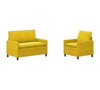 Qnhdfrt Ensemble de Canapés 2 Places et 1 Place en Velours Jaune, Ensemble Salon Moderne avec Cadre en Métal et Coussins Double Couche Confortables, Canapé Fixe Design pour Petit Appartement