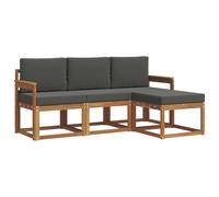 Qnhdfrt Ensemble de Canapés d'Extérieur 4 Pièces en Bois d'Acacia Massif, Salon de Jardin Modulaire avec Coussins Anthracite, Canapé de Terrasse Design avec Pouf et Dossier Ergonomique