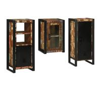 Qnhdfrt Ensemble de meubles de salle de bain multicolores en bois recyclé massif 40 x 35 x 90 cm 3 pièces Design moderne robuste et peu encombrant pour les petites salles de bains