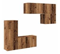 Qnhdfrt Ensemble de Meubles TV Muraux 5 Pièces en Bois d'Ingénierie, Unité de Rangement Suspendue Moderne pour Salon et Gain de Place, Décoration Intérieure Chic, Couleur Bois Ancien