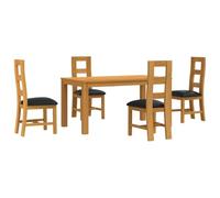 Qnhdfrt Ensemble de Salle à Manger 5 Pcs Table 4 Chaises Chêne Massif Noir | Ensemble moderne comprenant 4 assises rembourrées en mousse et pieds carrés stables, parfait pour cuisine et séjour.