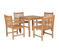 Qnhdfrt Ensemble de salle à manger 5 pièces en teck massif - Ensemble de salle à manger avec 1 table de 80 x 80 cm et 4 chaises - Ensemble de meubles de jardin pour terrasse et intérieur, finement