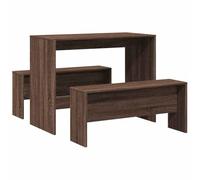 Qnhdfrt Ensemble de table à manger 3 pièces avec banc, pour 2 à 4 personnes, en bois aspect chêne marron, table de cuisine compacte avec 2 bancs pour salle à manger et cuisine 97 x 47 x 75 cm