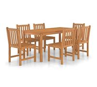 Qnhdfrt Ensemble de table de jardin 7 pièces 160 x 80 cm en teck massif, ensemble à manger composé d'une grande table en bois et de 6 chaises pour le salon et le jardin
