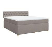Qnhdfrt Ensemble Lit 200x200 cm Sommier Tapissier Matelas Taupe | Lit complet 200x200 cm taupe avec surmatelas lavable et sommier à lattes pour un confort supérieur en chambre à coucher.