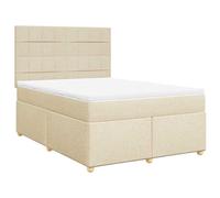 Qnhdfrt Ensemble Lit Sommier 140x190 cm avec Matelas et Surmatelas Crème | Solution complète pour chambre à coucher avec tête de lit réglable, matelas à ressorts ensachés et surmatelas lavable.