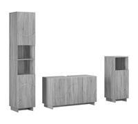 Qnhdfrt Ensemble Meuble de Salle de Bain 3 Pièces Gris Sonoma | Ensemble colonne, meuble bas et sous vasque pour optimiser le rangement dans votre salle de bain avec élégance moderne.