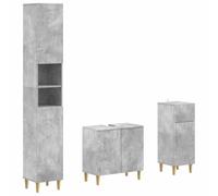 Qnhdfrt Ensemble Meuble Salle de Bain 3 Pièces ARNHEM Bois d'Ingénierie | Ce lot comprend une colonne haute, un meuble sous vasque et un meuble bas fin, optimisant l'espace dans la salle de bain.