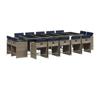 Qnhdfrt Ensemble Repas de Jardin 15 Pcs Résine Tressée Table et 14 Chaises | Salon encastrable avec chaises pliables sous la table en verre, idéal pour repas en terrasse, balcon ou grand jardin.