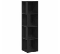 Qnhdfrt Étagère d'angle noire aspect chêne avec 4 niveaux pour salon et bureau - Bibliothèque moderne en bois - Économie d'espace - 33 x 33 x 132 cm
