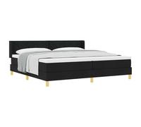 Qnhdfrt Fabric Box Spring Bed with Mattress and Topper, 200x200cm, Black | Features an adjustable headboard and solid wood frame, designed for emperor-size master or guest bedrooms.