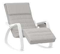Qnhdfrt Fauteuil à bascule en tissu gris clair - Chaise de relaxation avec structure en bois de bouleau massif - Fauteuil de relaxation confortable rembourré pour salon, chambre à coucher, salon