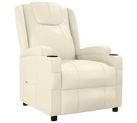 Qnhdfrt Fauteuil de relaxation en cuir synthétique blanc crème avec fonction de couchage manuelle à 3 niveaux 75 x 88 x 100 cm Fauteuil de salon confortable peu encombrant pour salon, chambre à