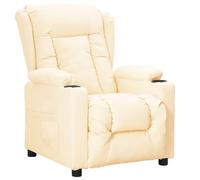 Qnhdfrt Fauteuil de relaxation en cuir synthétique crème 72,5 x 96 x 99,5 cm avec 3 niveaux de position allongée - Fauteuil de salon confortable avec porte-gobelets - Design moderne pour salon