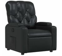 Qnhdfrt Fauteuil de relaxation en cuir synthétique noir, 74 cm de large, avec dossier recliner manuel à 135°, porte-gobelet et poche latérale, design moderne, confortable et durable, pour salon