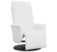 Qnhdfrt Fauteuil Inclinable Manuel avec Repose-Pieds, Fauteuil de Relaxation Pivotant à 360 Degrés en Similicuir Blanc, Chaise Confortable de Salon pour Bureau et Séjour