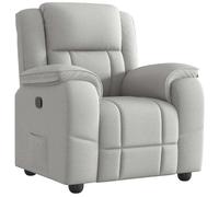 Qnhdfrt Fauteuil relax gris nuage, fonction couchage manuel à 135°, polyester respirant, cadre en bois et métal, 96 x 99 x 102 cm, fauteuil de lecture peu encombrant pour les petits espaces