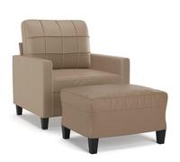 Qnhdfrt Faux Leather Recliner Chair with Ottoman, Cappuccino 60cm