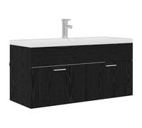 Qnhdfrt Floating Bathroom Vanity Cabinet, Black Oak, 2 Doors