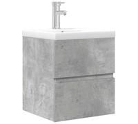Qnhdfrt Floating Bathroom Vanity Set with Ceramic Sink, Concrete Gray