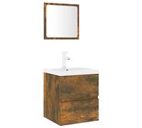 Qnhdfrt Floating Bathroom Vanity with Ceramic Sink & Mirror, Smoked Oak