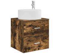 Qnhdfrt Floating Bathroom Vanity with Sink, Smoked Oak Engineered Wood