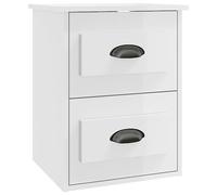 Qnhdfrt Floating Nightstand with 2 Drawers, Glossy White Engineered Wood