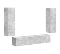 Qnhdfrt Floating TV Stand Set, Engineered Wood Wall Cabinet, Concrete Gray