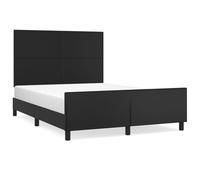 Qnhdfrt Full Faux Leather Bed Frame with Adjustable Headboard, Black