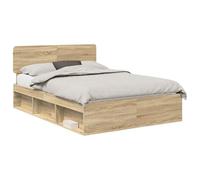 Qnhdfrt Full Size Solid Pine Bed Frame with Headboard, Sonoma