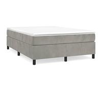 Qnhdfrt Full Size Velvet Upholstered Bed Frame, Light Gray | Features sturdy support legs and wooden slats to support a standard 137x190 cm mattress without a box spring.