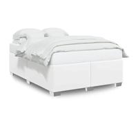 Qnhdfrt Full Size White Faux Leather Bed Frame with Wooden Slats | Fits standard 54 x 75 inch double mattresses and supports up to two people without needing a box spring.