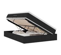 Qnhdfrt Full Storage Bed with Mattress, Black Fabric & Metal Frame