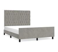 Qnhdfrt Full Velvet Bed Frame with Adjustable Headboard, Light Gray