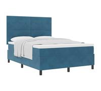 Qnhdfrt Full Velvet Box Spring Bed with Mattress and Topper, Blue